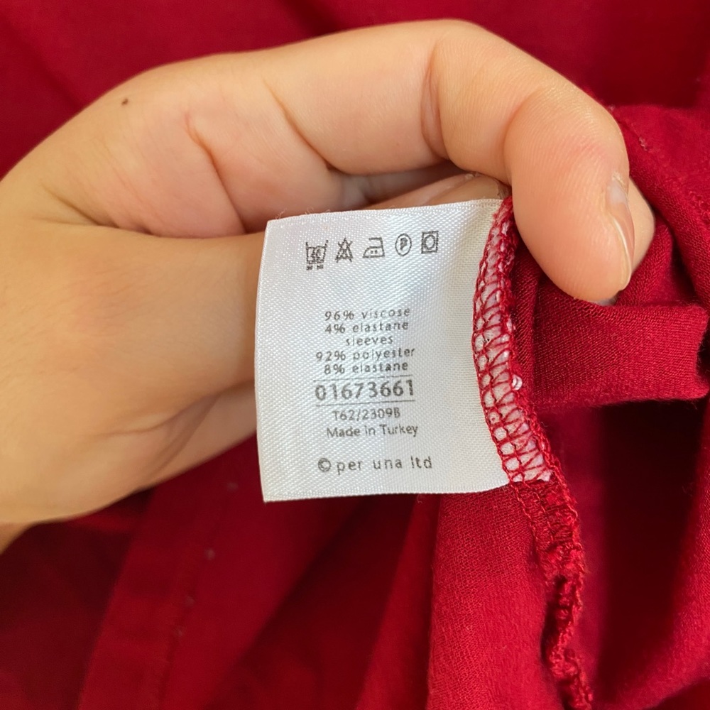 M&S Plain Red Romantic Blouse with Ruffle Sleeves (Womenโs Size UK 10) - Picture 5 of 5